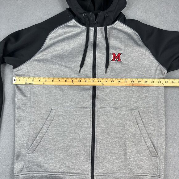 Miami Redhawks Adidas Team Issue Hoodie Mens Large Gray Black ClimaWarm Full Zip - Picture 6 of 15